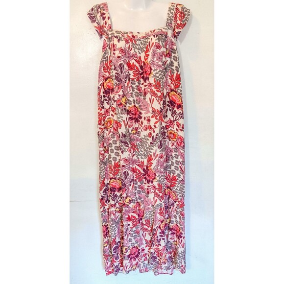 Knox Rose Pink Purple Gray Floral Flutter Boho Tiered Pockets Dress, XXL - Picture 4 of 6